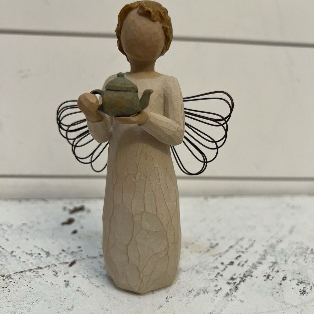 Willow Tree Figurine Holding Teapot, Painted. Angel Of The Kitchen 2004